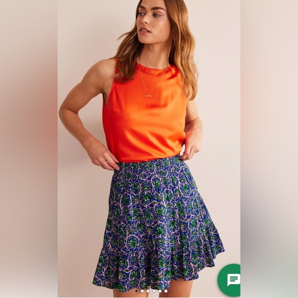 Boden Dresses & Skirts - Boden Crinkle Mini Skirt in Blue Wave, Botanic Vine EUC Sz 14